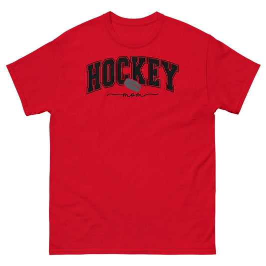 Varsity Style Hockey Mom Shirt - Black Text Red / S Spirit Gear Collective T-Shirt
