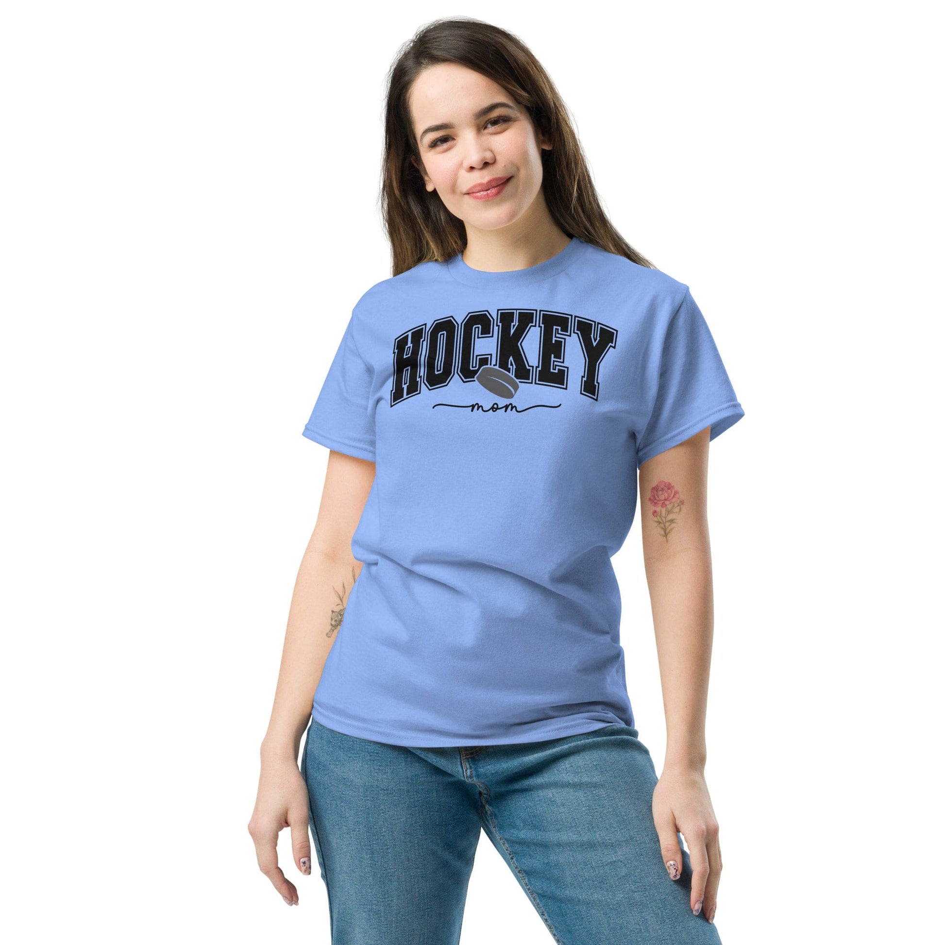 Varsity Style Hockey Mom Shirt - Black Text Spirit Gear Collective T-Shirt
